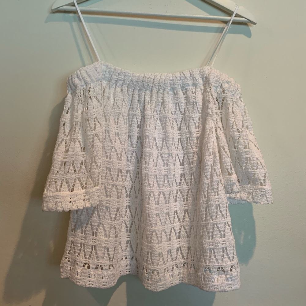 ALC white cotton off shoulder eyelet top blouse 4